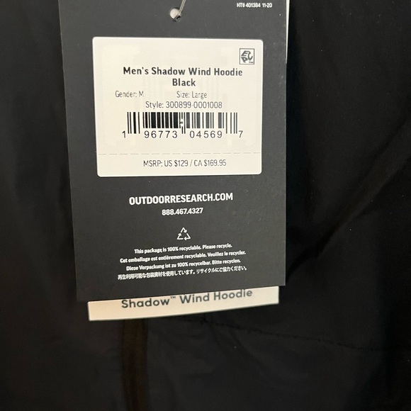 Outdoor Research Shadow Wind Hoodie in Black - Picture 2 of 2